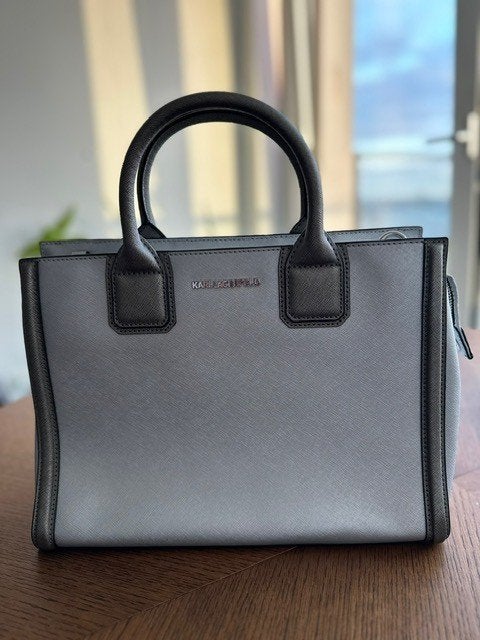 Karl Lagerfeld Leather Tote Bag /Handbag - Silver - like new, Ophalen of Verzenden, Zo goed als nieuw, Overige kleuren, Handtas