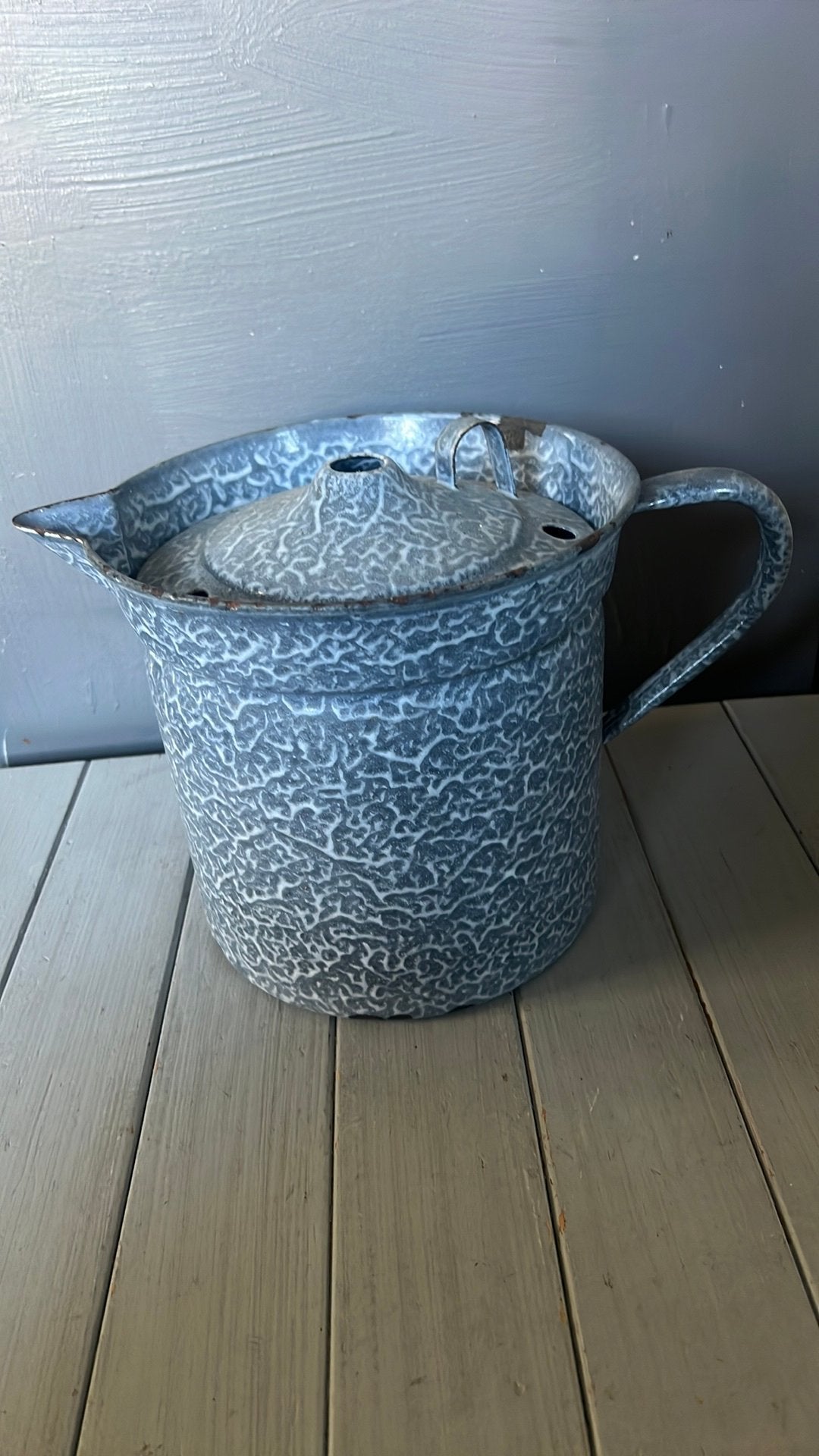 Melkkoker emaille grijs gewolkt, Ophalen of Verzenden