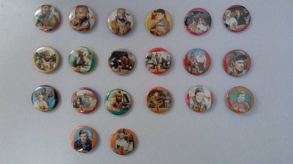 The A-team a team Ateam KLEINE buttons set serie, Verzamelen, Ophalen of Verzenden, Zo goed als nieuw, Overige onderwerpen
