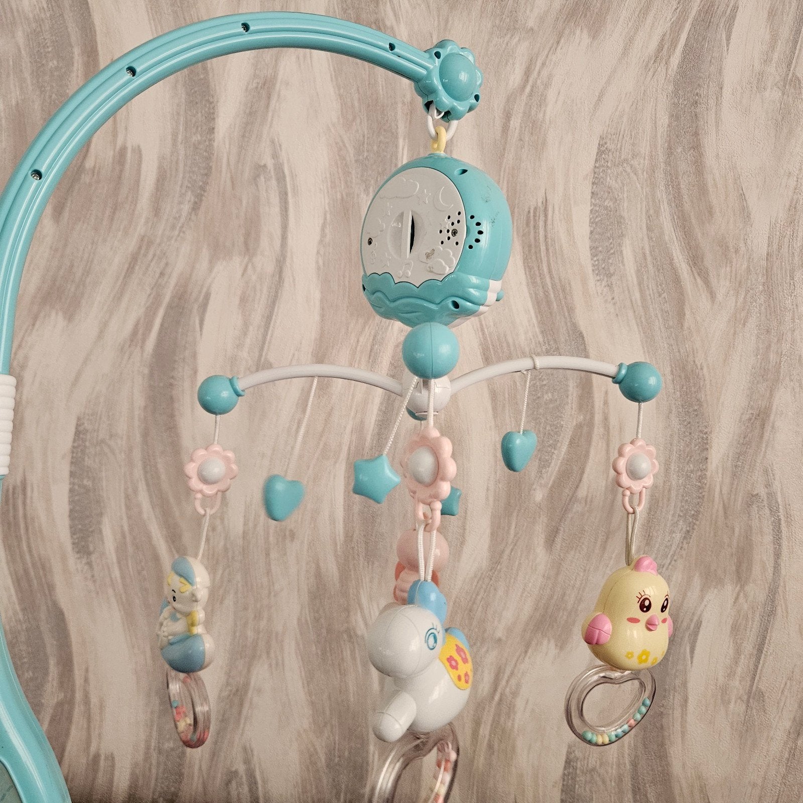 Muziekdoos Mobiel met Licht en Geluid voor Babybed, Ophalen, Zo goed als nieuw, Mobiel, Met licht