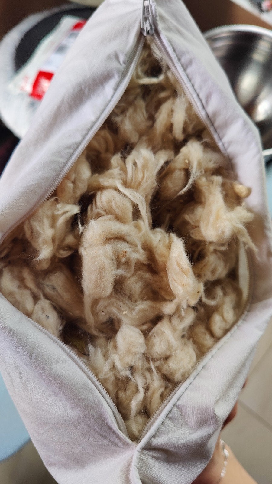 Hoofdkussen biologisch kapok 700 gram 40 x 60 cm met rits, Ophalen of Verzenden, Zo goed als nieuw, Overige typen