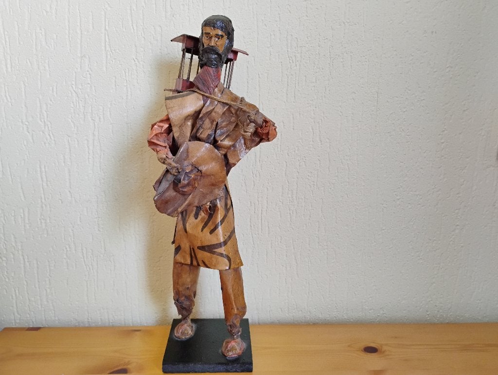 Handgemaakte pop van papier mache man met vogelkooi Mexico, Verzamelen, Ophalen of Verzenden, Zo goed als nieuw, Pop