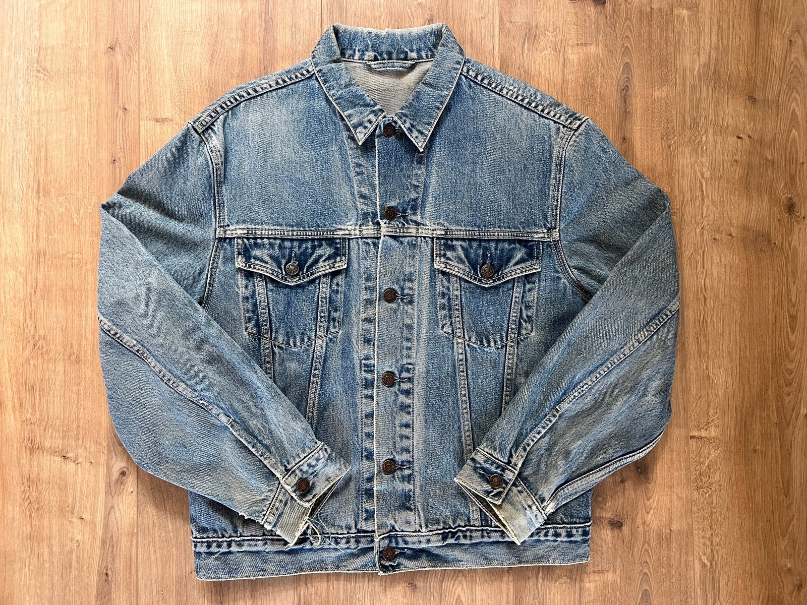 Vintage Levi’s spijkerjack XL distressed, Ophalen of Verzenden, Zo goed als nieuw, Maat 56/58 (XL), Blauw