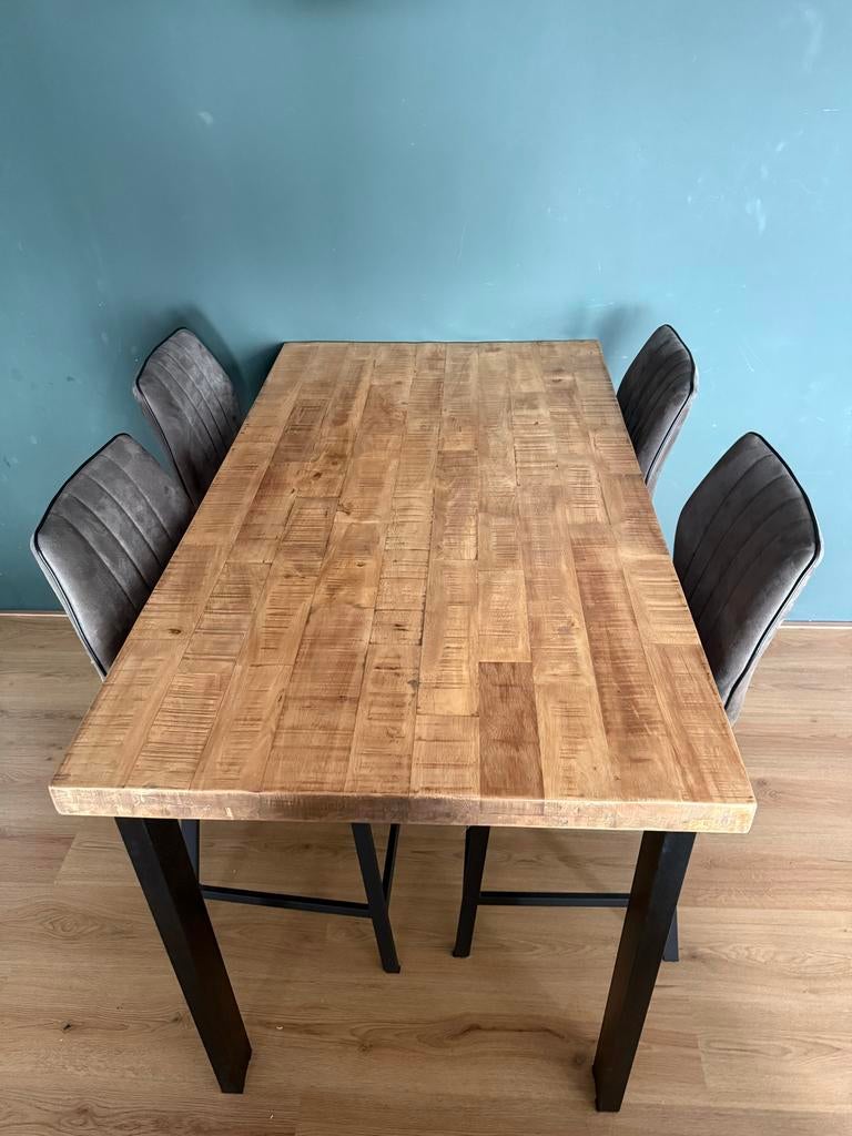 De Bommel Bartafel/Hoge Tafel + 4 Stoelen zo goed als nieuw, Ophalen of Verzenden, Zo goed als nieuw, 4 tot 6 stoelen