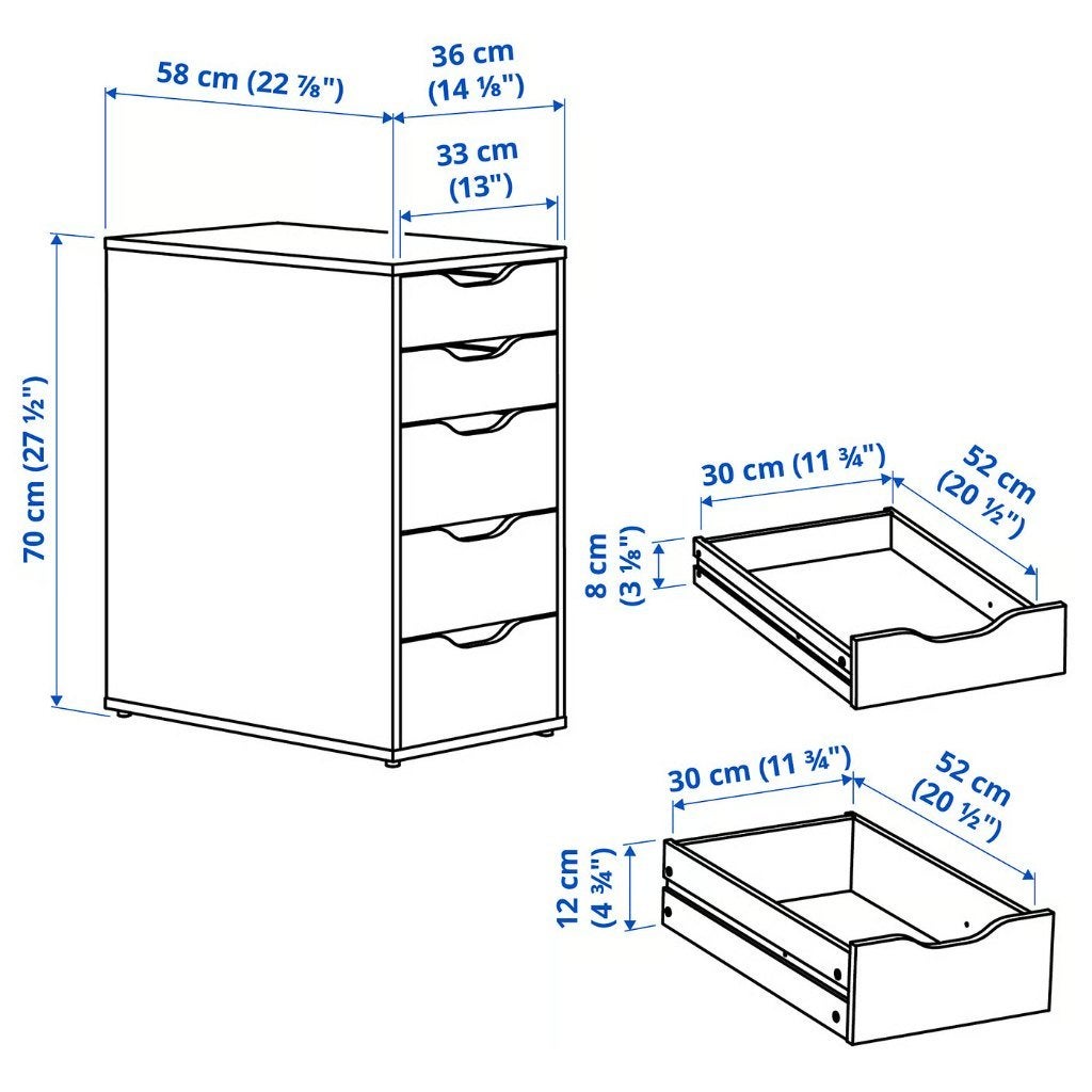 [Nieuw] IKEA Alex met 5 lades (2x), Ophalen, Minder dan 50 cm, 5 laden of meer, Eikenhout