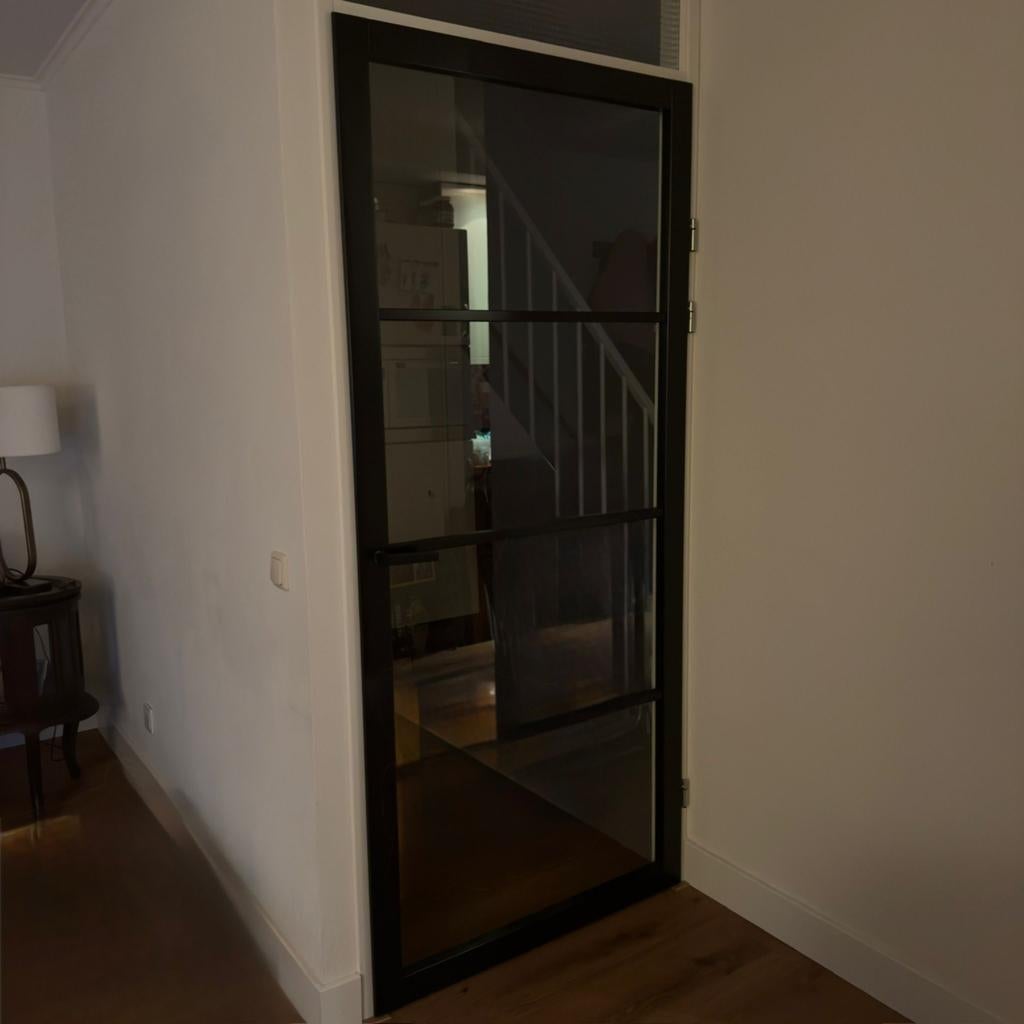 Moderne Industriële Binnendeur Staal Look met Glas 212 x 95, Ophalen, Binnendeur, 200 tot 215 cm, Glas