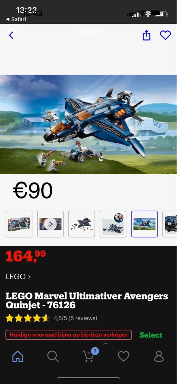 LEGO Marvel Ultimativer Avengers Quinjet - 76126, Gebruikt, Marvel, Lego, Ophalen of Verzenden