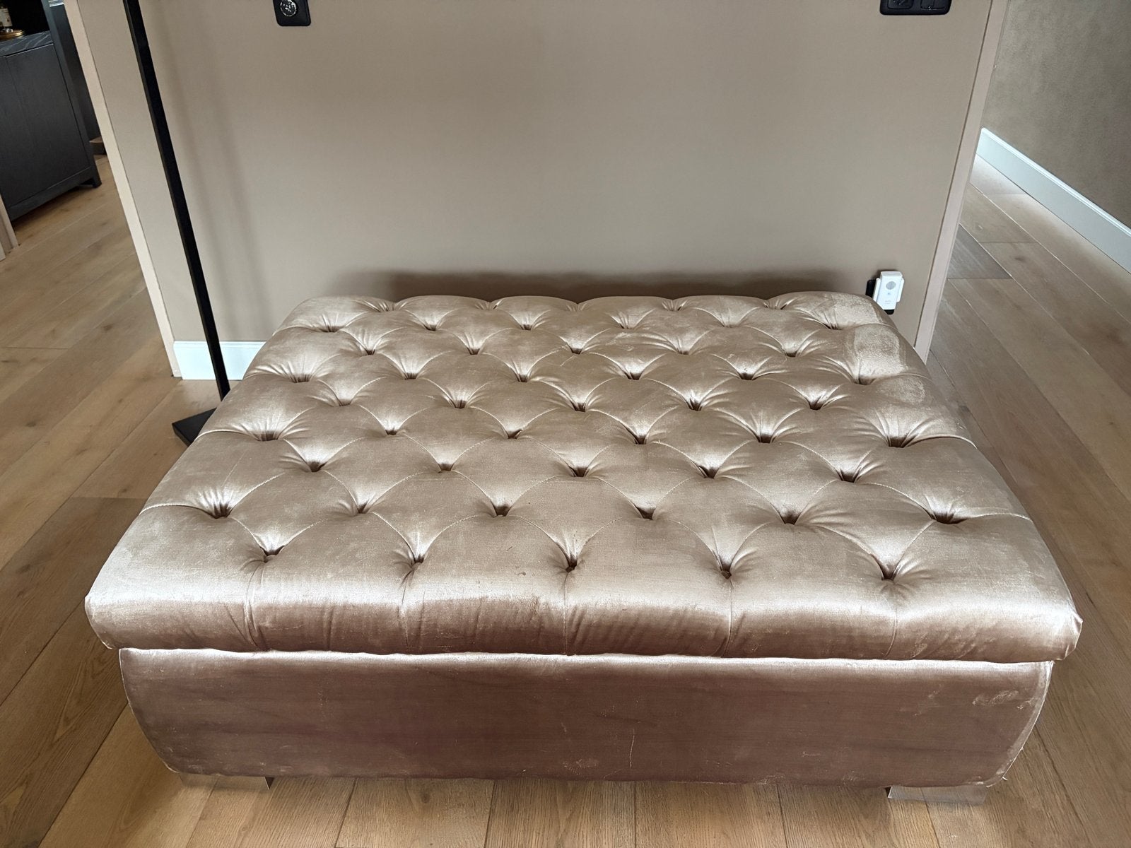 Grote velvet poef, Gebruikt, Ophalen of Verzenden, 75 tot 100 cm, Rechthoekig