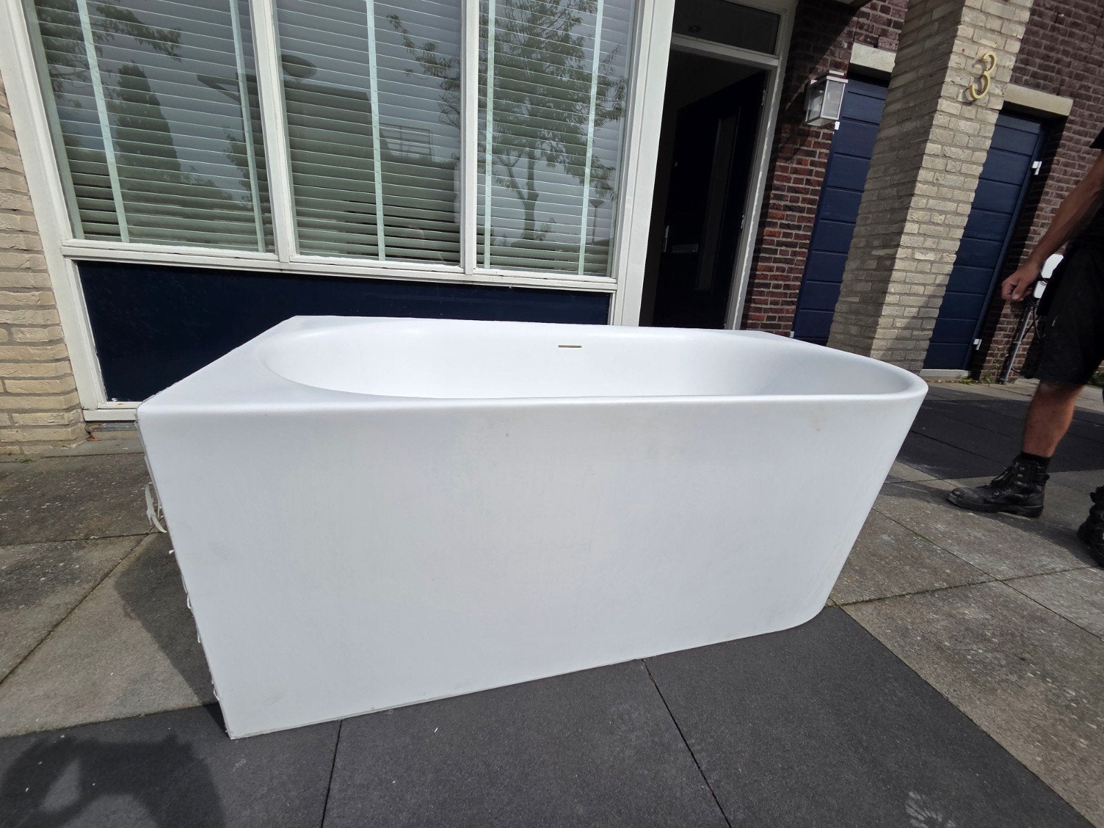 Half-vrijstaand hoekbad 155 x 80 cm, Ophalen, Overige typen, 50 tot 100 cm, Zo goed als nieuw