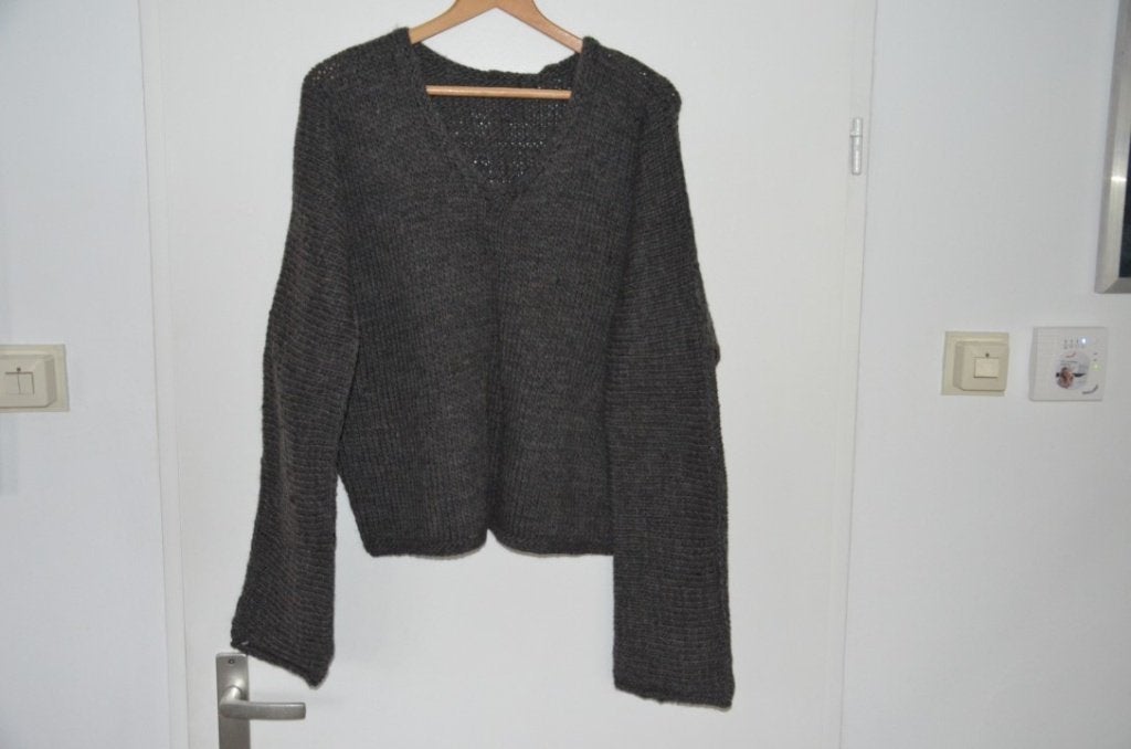 leuke zgan grijze wollen handgebreide trui maat XXL, Maat 46/48 (XL) of groter, Ophalen of Verzenden, Zo goed als nieuw, Handgebreid
