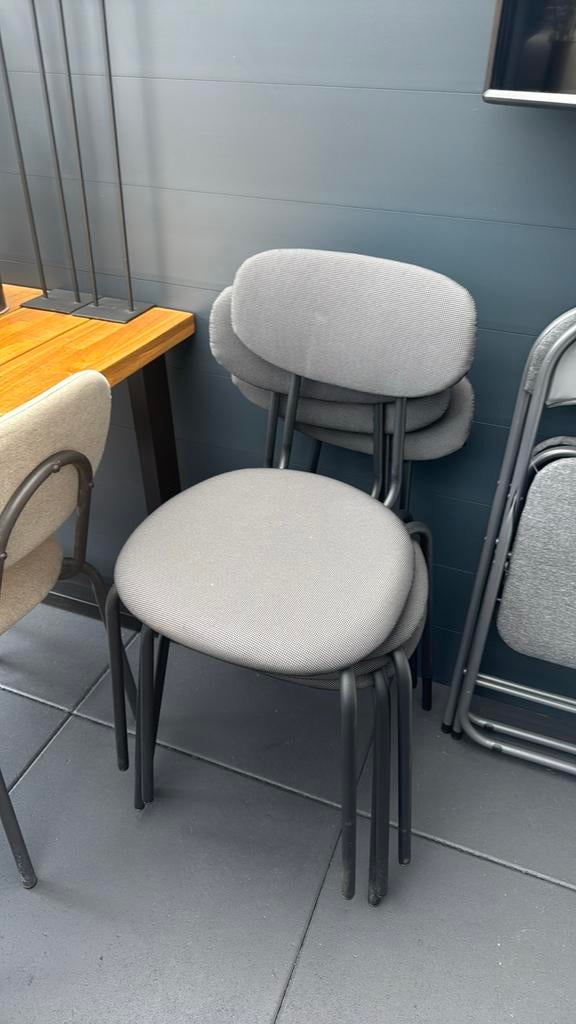 Set van 4 IKEA ADDE stoelen - Grijs/Antraciet, Ophalen, Zo goed als nieuw, Vier, Metaal