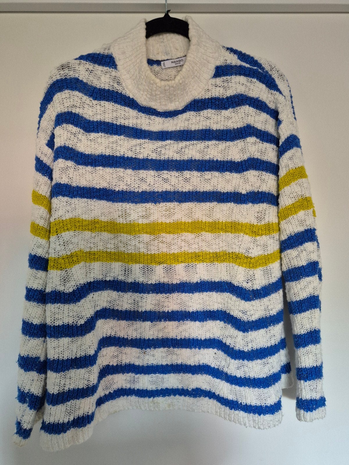 Mango katoenen losgebreide trui mt L, oversized, Mango, Wit, Maat 42/44 (L), Ophalen of Verzenden