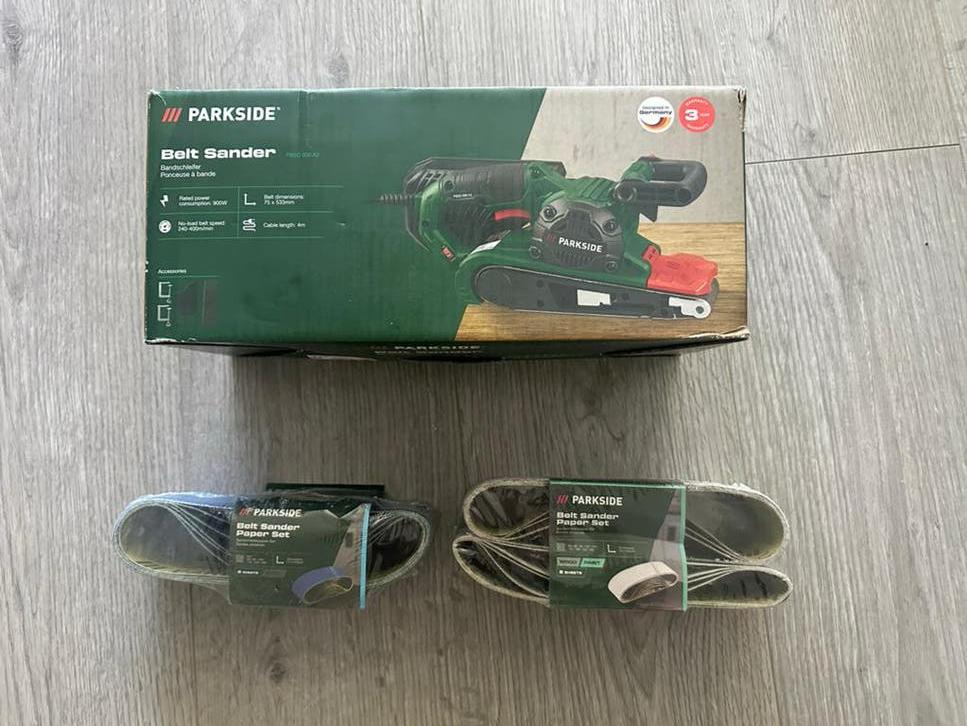 Parkside Bandschuurmachine PBSD 900A1 met extra schuurpapier, Verzenden, Nieuw, 600 tot 1200 watt, Bandschuurmachine