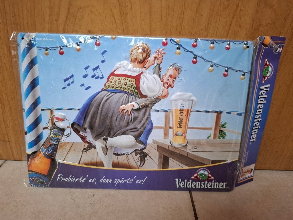 reclamebord Veldensteiner bier (nieuw in verpakking), Verzamelen, Ophalen of Verzenden, Nieuw, Reclamebord, Plaat of Schild, Overige merken