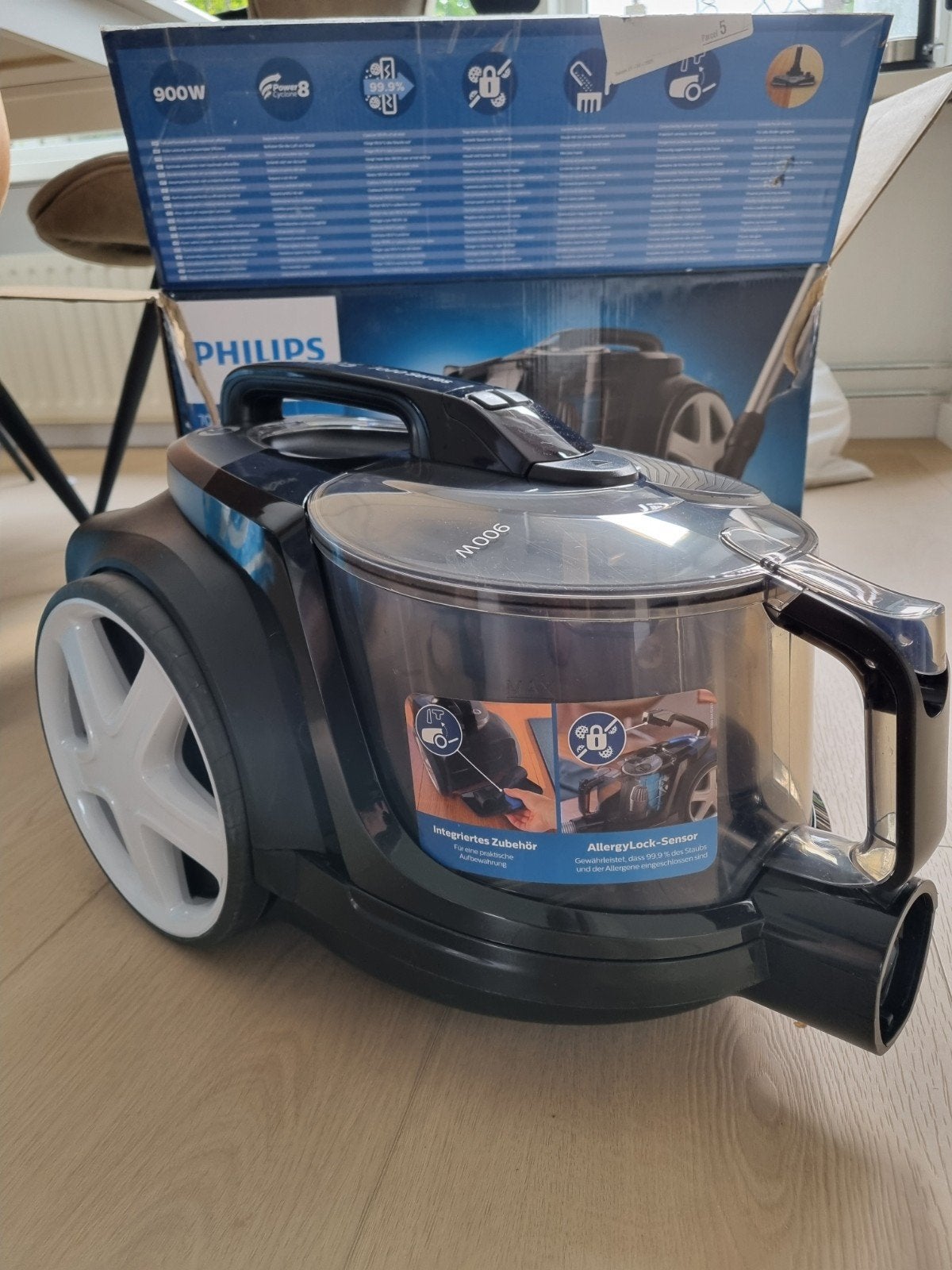 Philips 7000 Series Stofzuiger 900W met AllergyLock-Sensor, Witgoed en Apparatuur, Stofzuigers, Zo goed als nieuw, Sledestofzuiger