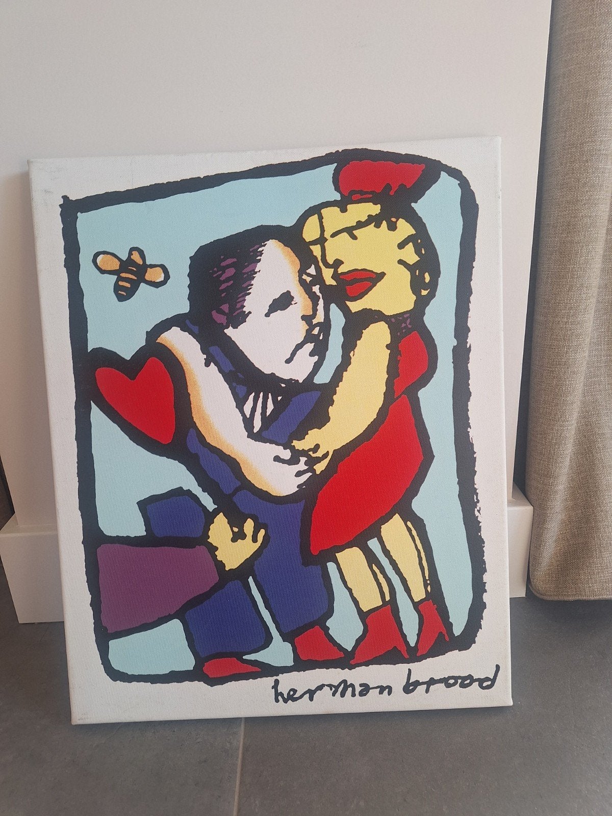 Herman Brood - Liefdespaar met Bij, Ophalen of Verzenden, Gesigneerd, Textiel, Figuren