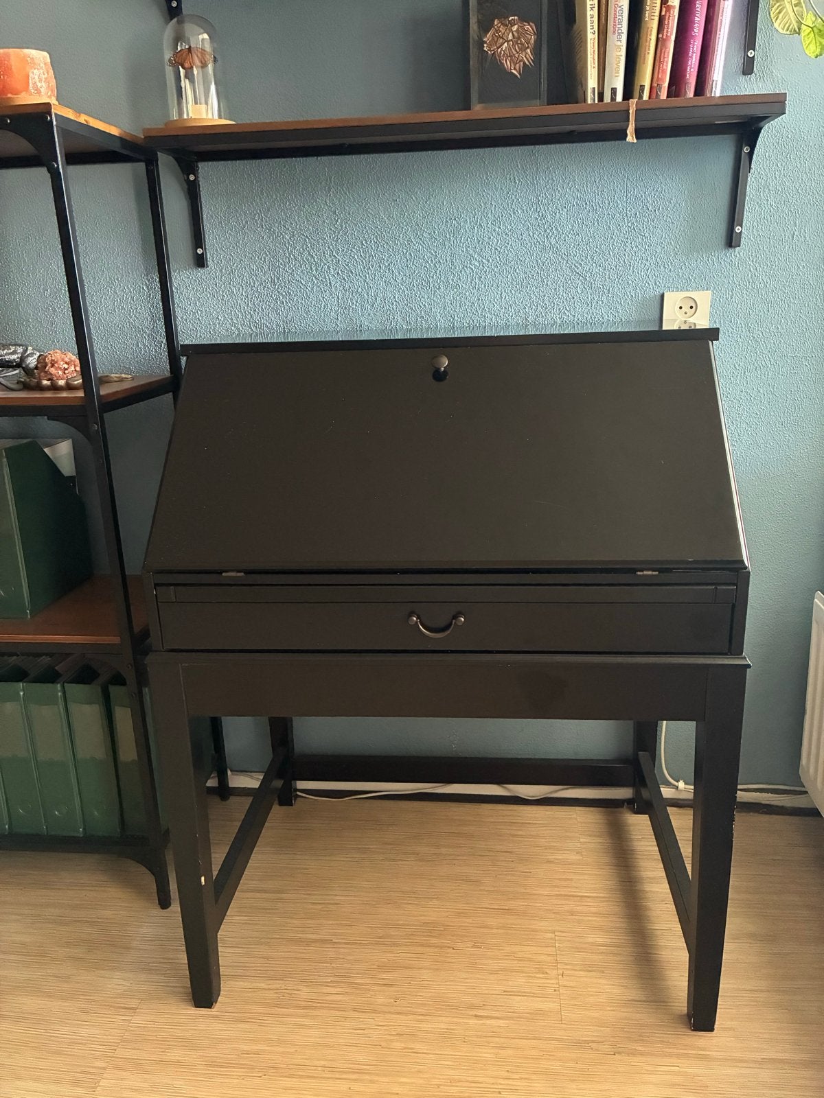 IKEA Secretaire met Lade, Zwart, Gebruikt, Secretaire, IKEA