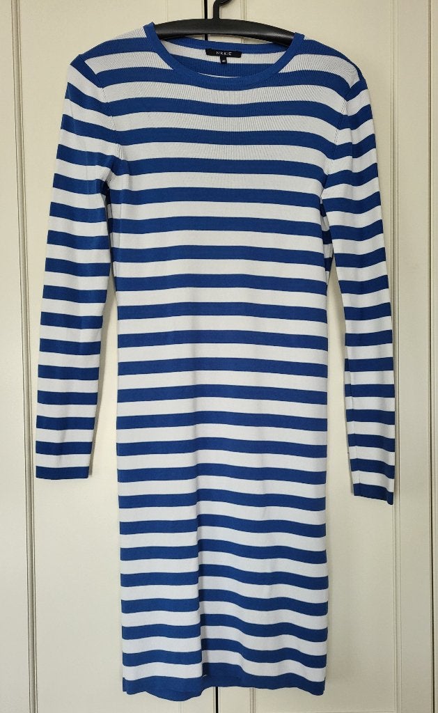 Als nieuw! Nikkie jurk, gestreept, blauw, wit, maat 40, Maat 38/40 (M), Blauw, Ophalen of Verzenden, Zo goed als nieuw