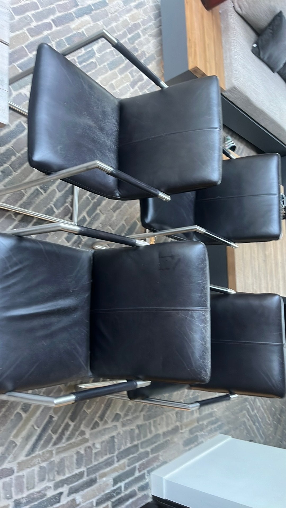 Lederlook stoelen 8 stuks zwart, Huis en Inrichting, Stoelen, Ophalen, Gebruikt, Zwart, Leer