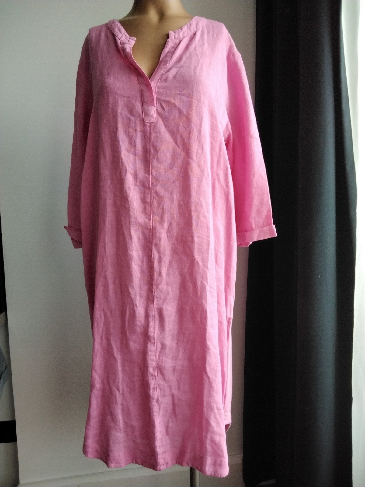 Nukus roze linnen jurk maat L, Kleding | Dames, Maat 42/44 (L), Ophalen of Verzenden, Zo goed als nieuw, Roze