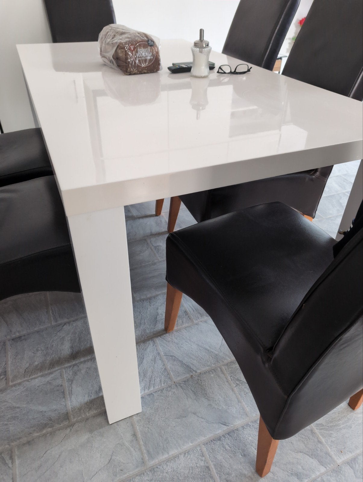 Moderne witte hoogglans eettafel 160x90x77, Huis en Inrichting, Ophalen, Gebruikt, 50 tot 100 cm, Overige houtsoorten