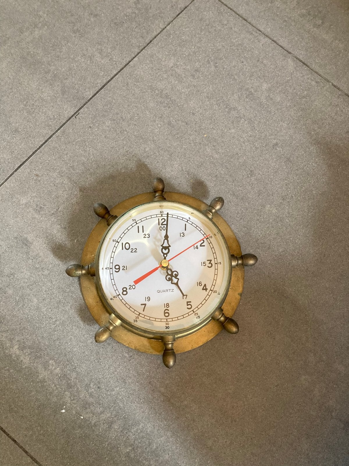 Scheepsroer Klok - Messing Nautische Wandklok, Huis en Inrichting, Analoog, Werkt op batterijen, Ophalen of Verzenden, Overige kleuren