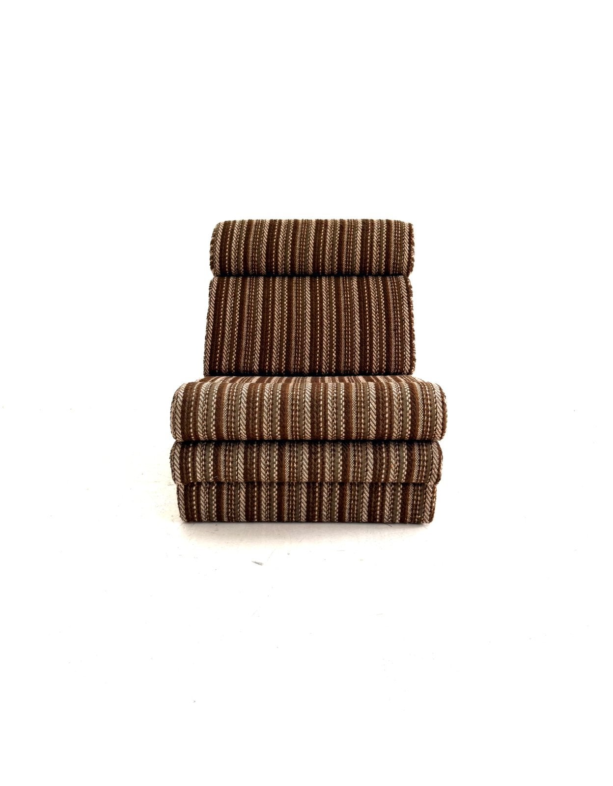 Vintage verstelbare slaapfauteuil, jaren ‘80, Vintage retro buisframe design rotan webbing papercord deens, Hout, 75 tot 100 cm
