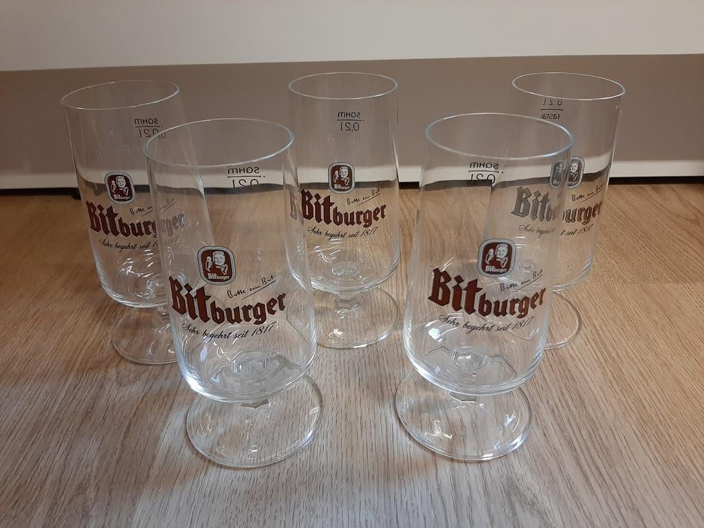 5 bitburger glazen, Ophalen of Verzenden