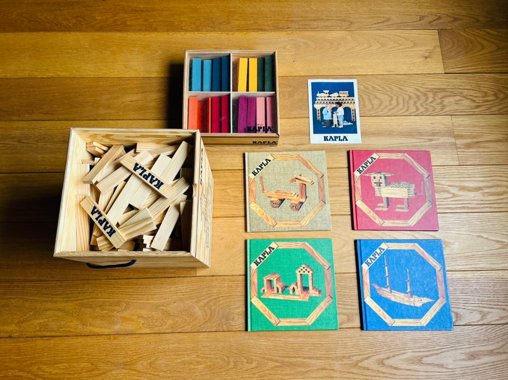 KAPLA:280 plankjes+100 multicolor plankjes+4 voorbeeldboeken, Ophalen, Gebruikt, Overige typen