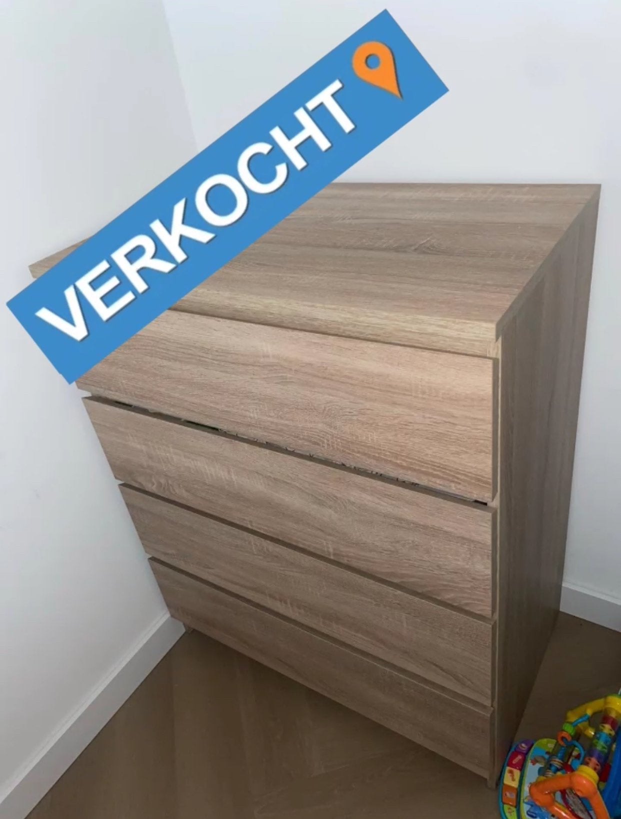 Ladekast LIMFJORDEN 4 laden licht eiken kleur, Ophalen, 100 tot 150 cm, 50 tot 100 cm, Zo goed als nieuw