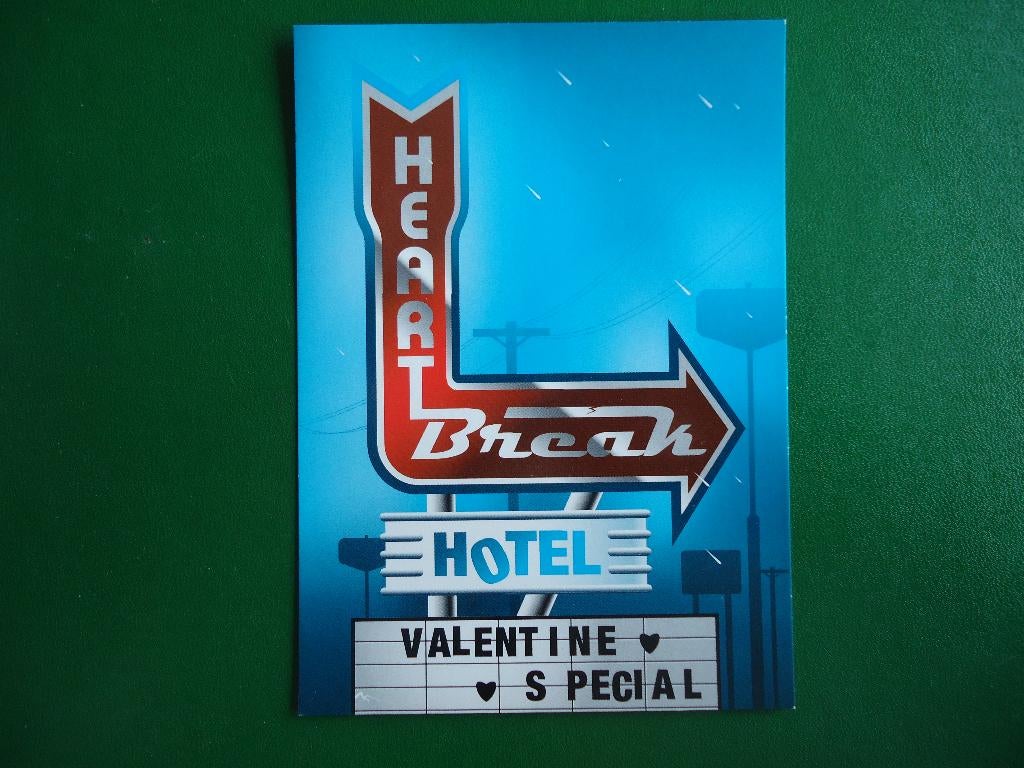 (1223) Boomerangkaart: HEART BREAK HOTEL, Verzenden, 1980 tot heden, Ongelopen