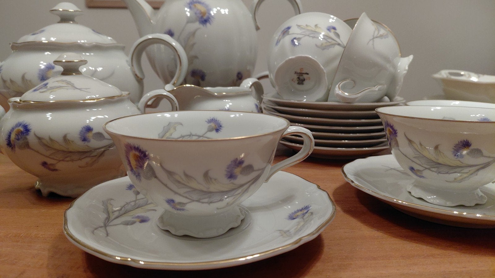Hutschenreuther Selb Bavaria thee- & koffieservies – distel, Antiek en Kunst, Ophalen