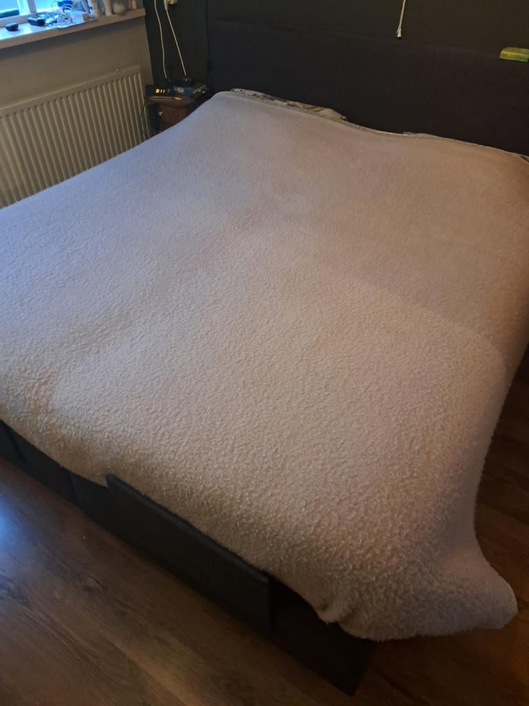 SoleMio Manta litsjumeaux wollen deken 220 x 240. 730 gr/m2., Beige, Tweepersoons, Ophalen of Verzenden, Deken of Dekbed