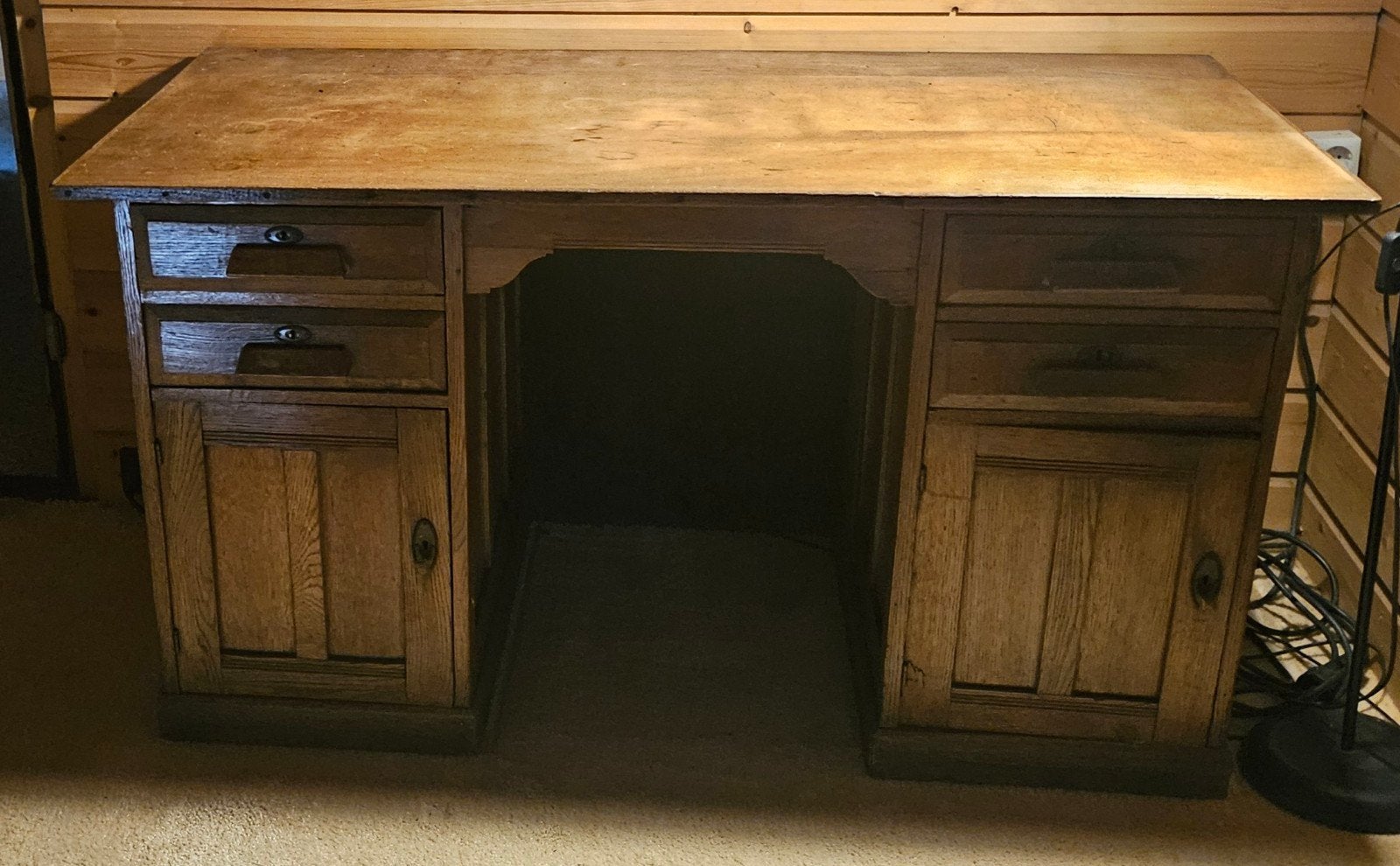Antiek Eiken Bureau met Lades en Kasten, Antiek en Kunst, Ophalen