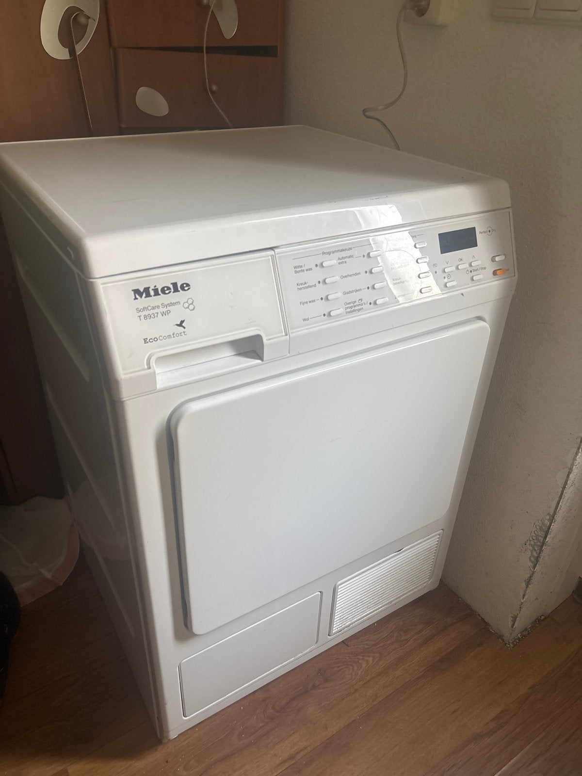 Miele SoftCare System T 8937 WP EcoComfort Wasdroger, Ophalen, 6 tot 8 kg, Gebruikt, Voorlader