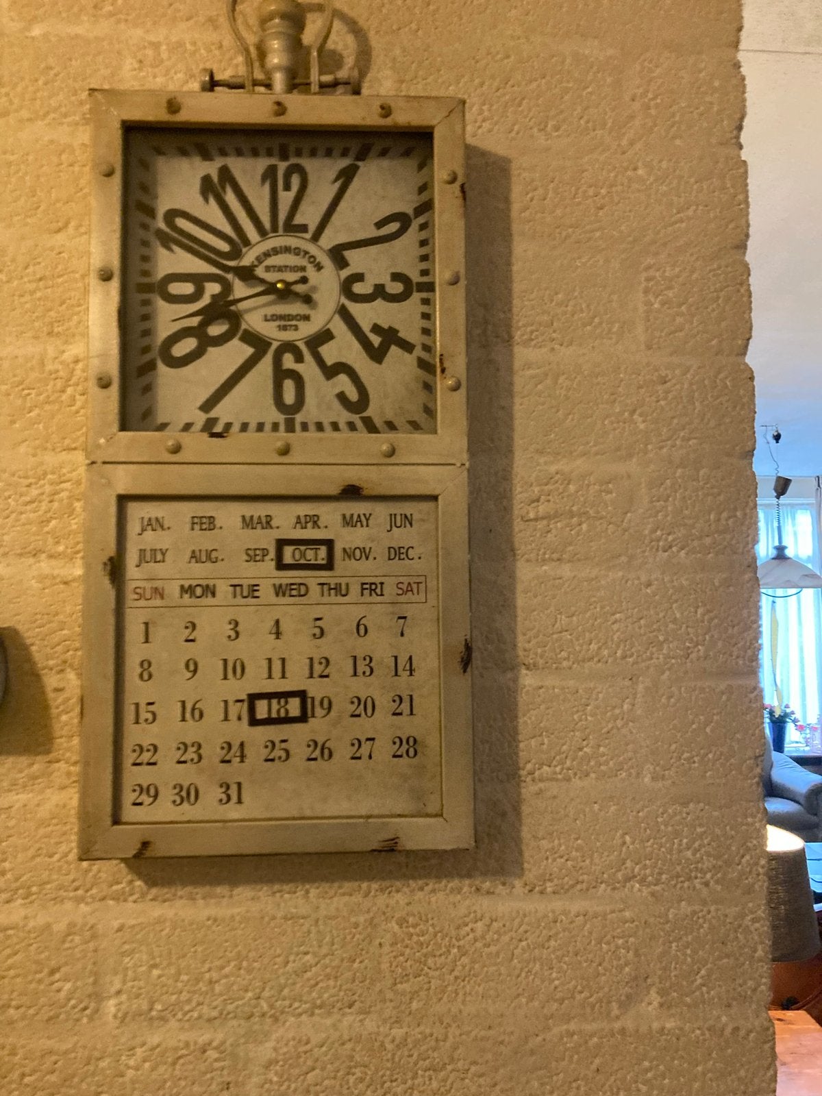 Decoratieve Klok met Kalender - Kensington Station, Ophalen of Verzenden