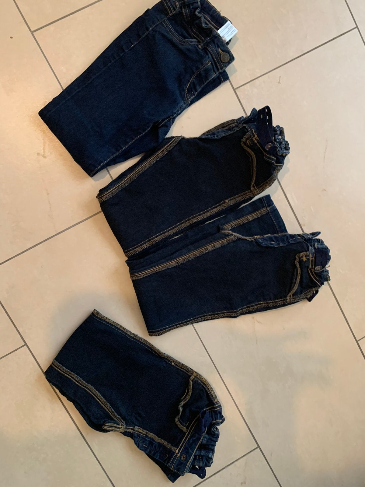 Vier blauw stretch jeans broeken maat 128, Ophalen of Verzenden, Zo goed als nieuw, Meisje, Broek