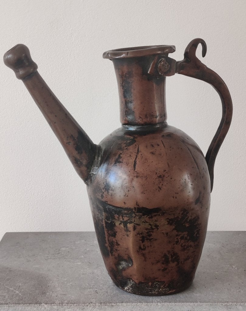Antieke koperen schenkkan met lange tuit, Antiek en Kunst, Ophalen of Verzenden, Koper