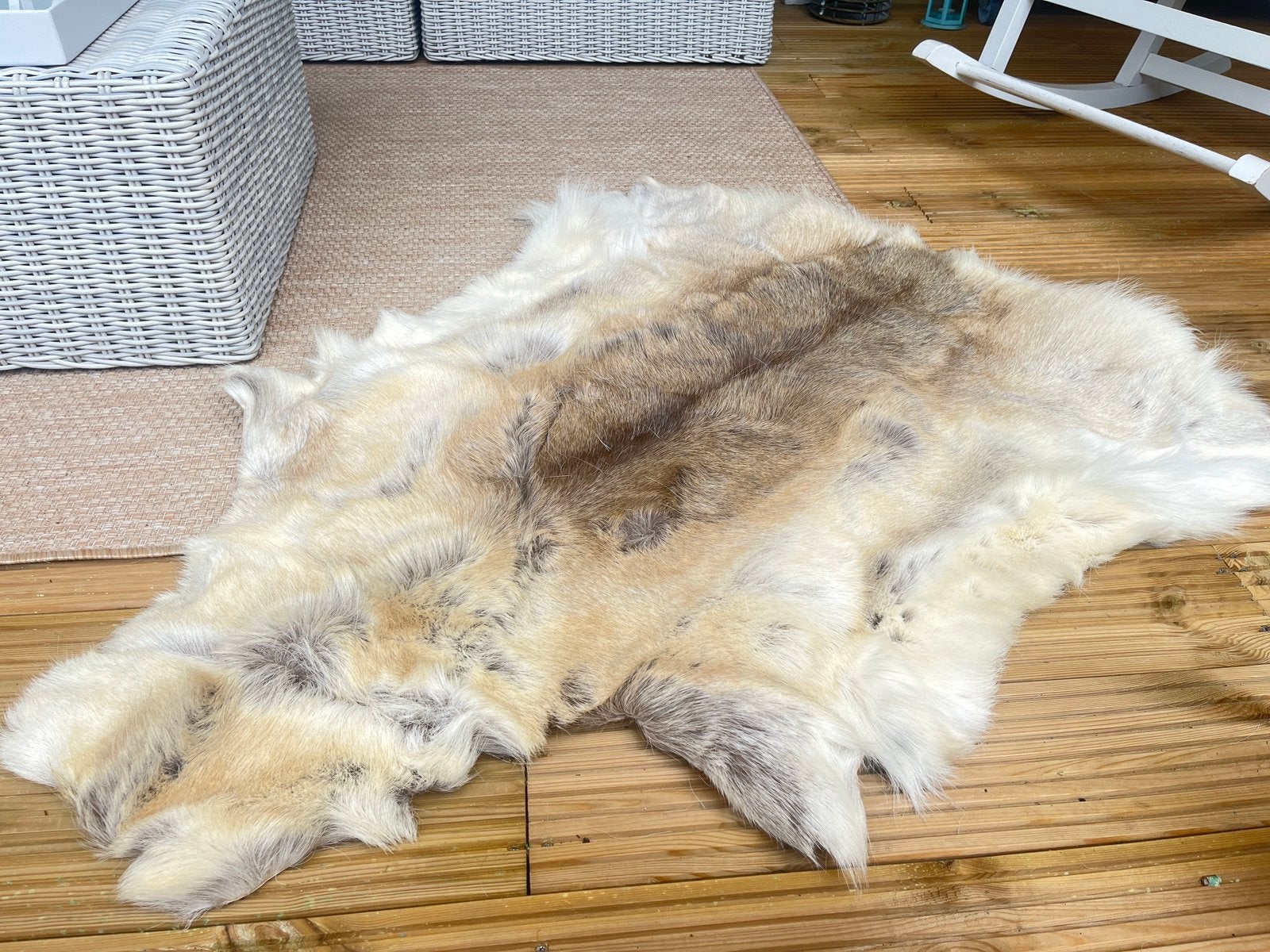 Rendier huid/ vacht  kleed (echte) 120cm lang, Ophalen, Gebruikt, Leer, 120 cm