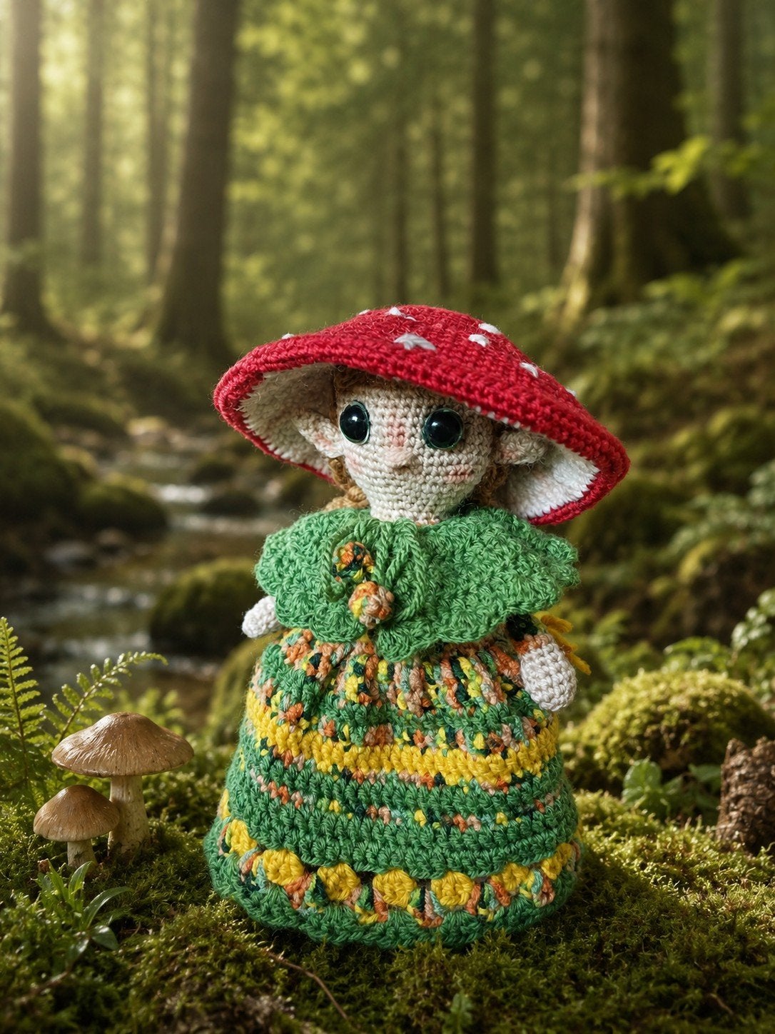 Handgemaakte gehaakte paddenstoel elf knuffel, Overige merken, Overige typen, Ophalen of Verzenden, Zo goed als nieuw