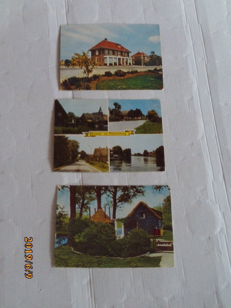 3 ansichtkaarten giessenburg: gemeentehuis/groeten/camping, Verzamelen, Ansichtkaarten | Nederland, Ophalen of Verzenden, 1960 tot 1980