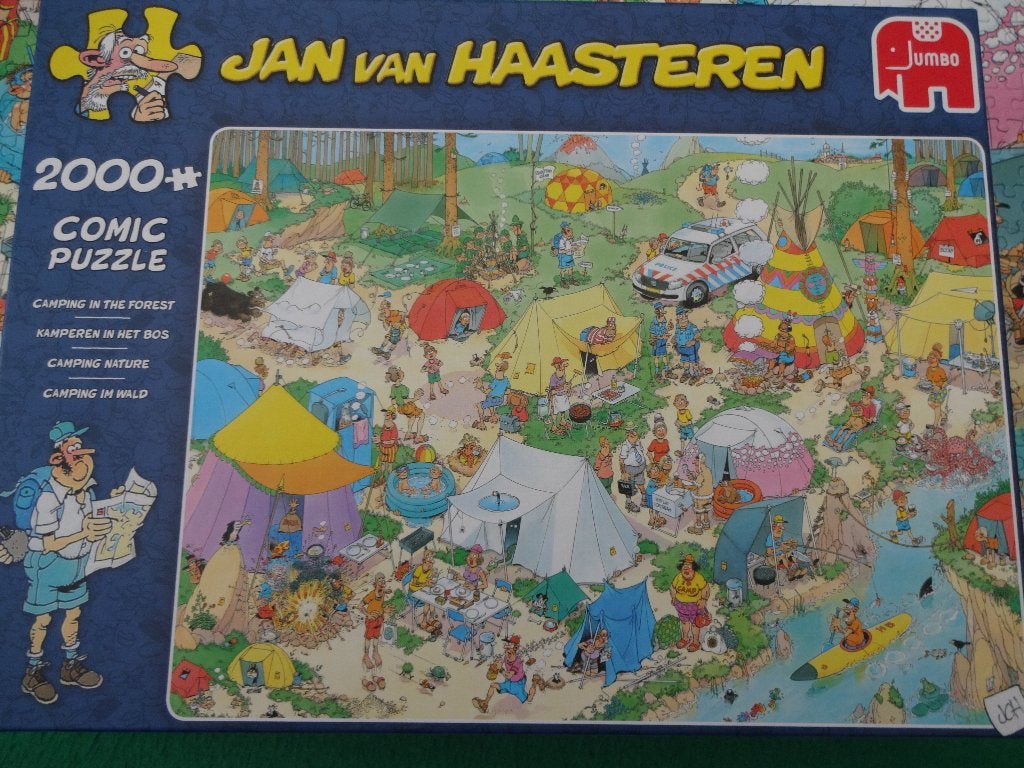 Jan van Haasteren puzzel Kamperen in het Bos van JUMBO 2.000, Ophalen of Verzenden, Meer dan 1500 stukjes, Zo goed als nieuw, Legpuzzel