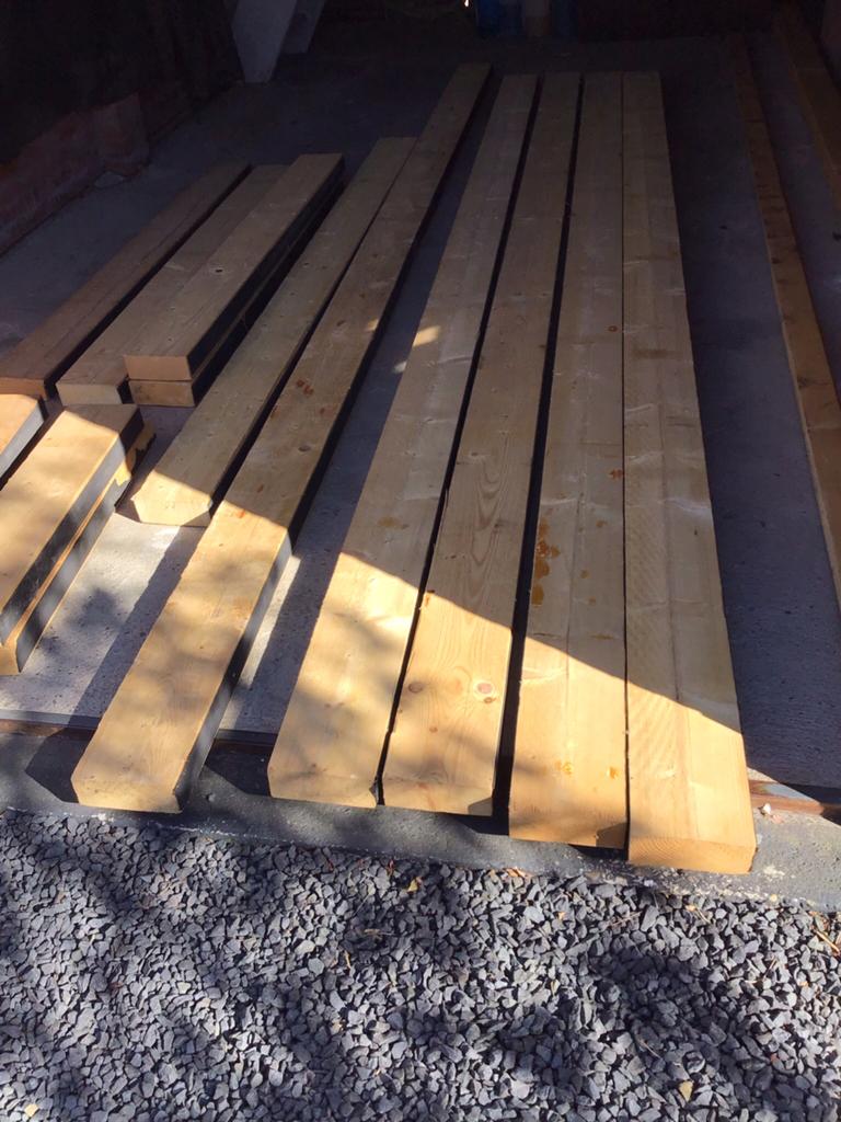 Vuren balken 63x160, Doe-het-zelf en Verbouw, Hout en Planken, Ophalen, Zo goed als nieuw, Balk, Vuren