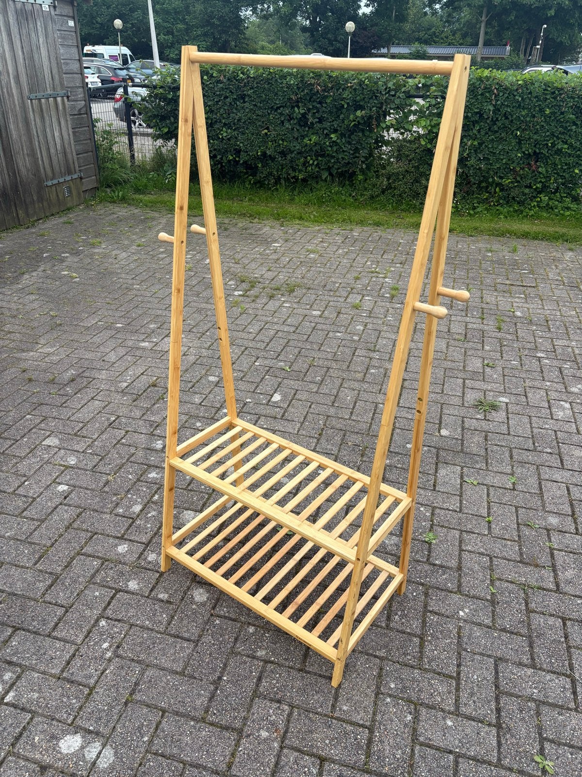 Bamboe kledingrek met planken, Kleding | Dames, Kledingrekken, Ophalen of Verzenden, Zo goed als nieuw