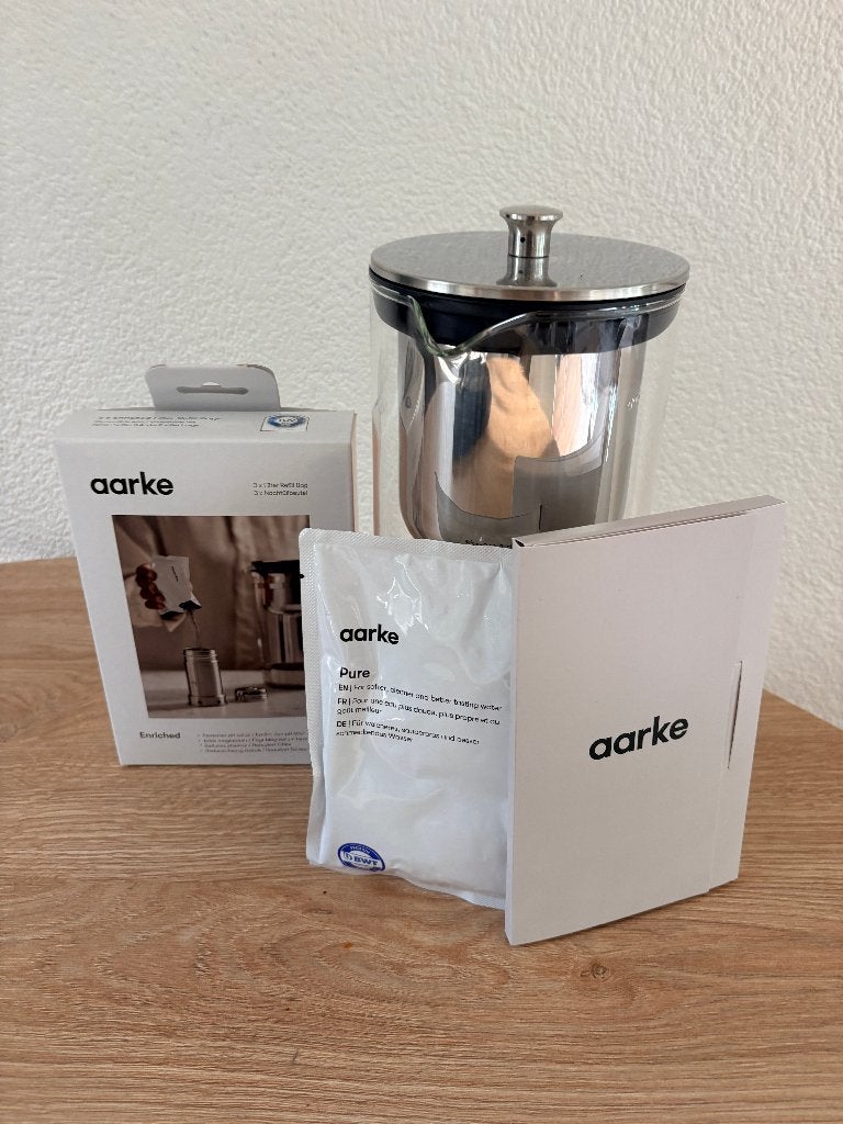 Aarke Purifier Glazen Waterfilterkan incl. extra navulfilter, Ophalen, Nieuw, Glas