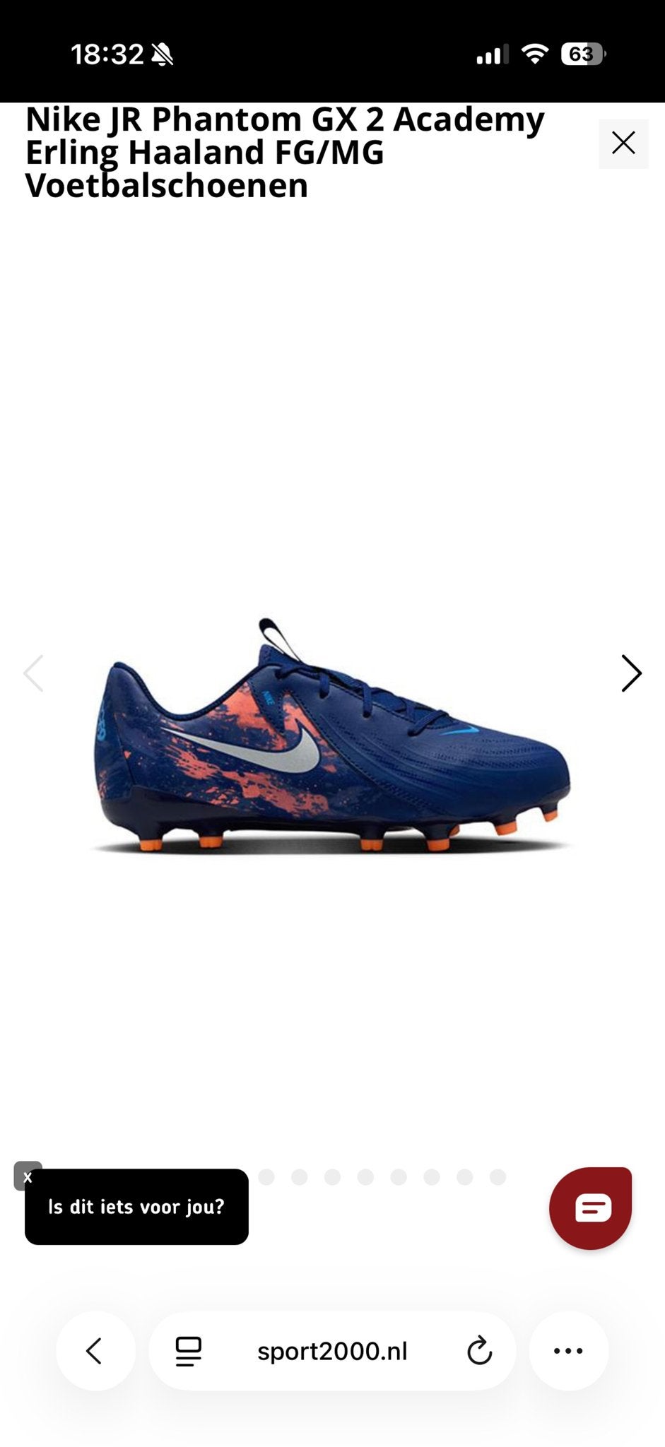 Nike JR Phantom GX 2 Academy Voetbalschoenen - Maat 36, Sport en Fitness, Voetbal, Ophalen, Gebruikt, Schoenen