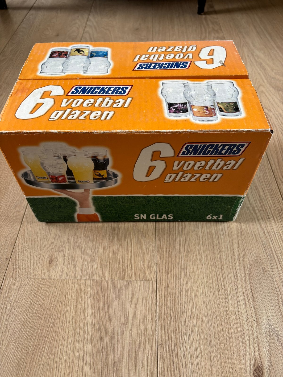 Set van 6 Snickers voetbalglazen, Ophalen of Verzenden, Zo goed als nieuw