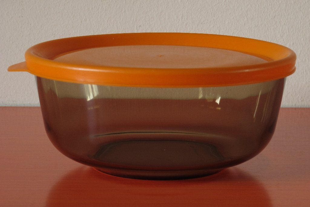 Retro vintage jaren 70 Arcoroc rookglas schaaltje met deksel, Overige merken, Vintage, Ophalen of Verzenden, Glas