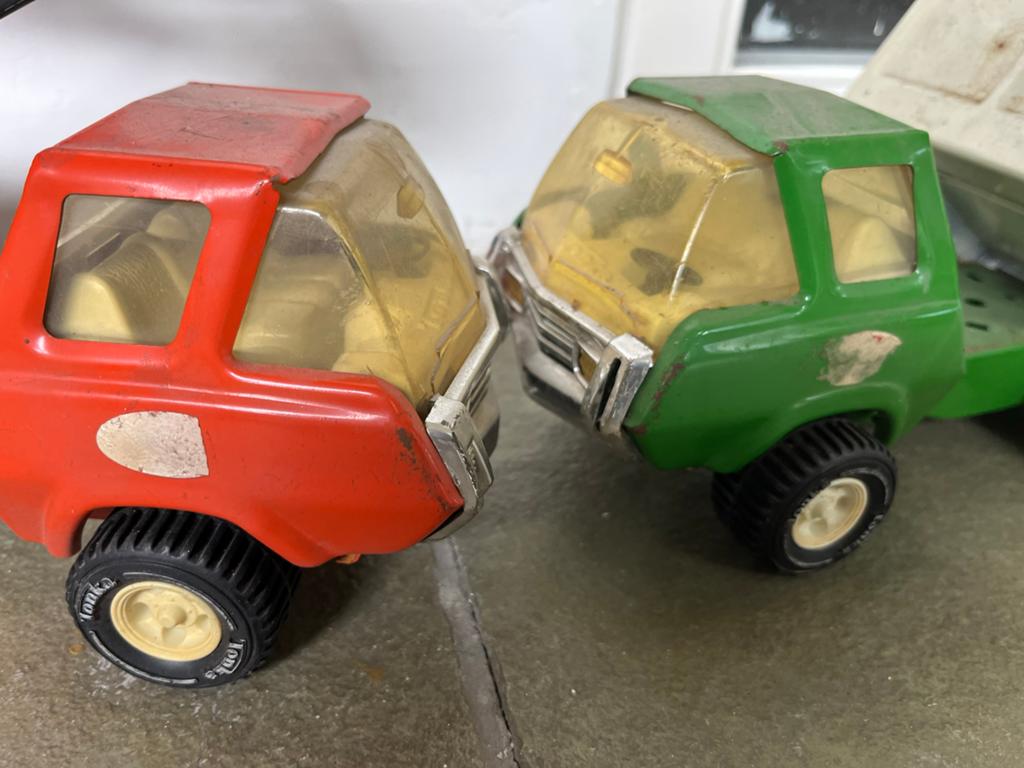 Vintage Tonka Kraanwagen en Vuilniswagen Set, Kinderen en Baby's, Speelgoed | Speelgoedvoertuigen, Ophalen of Verzenden, Gebruikt