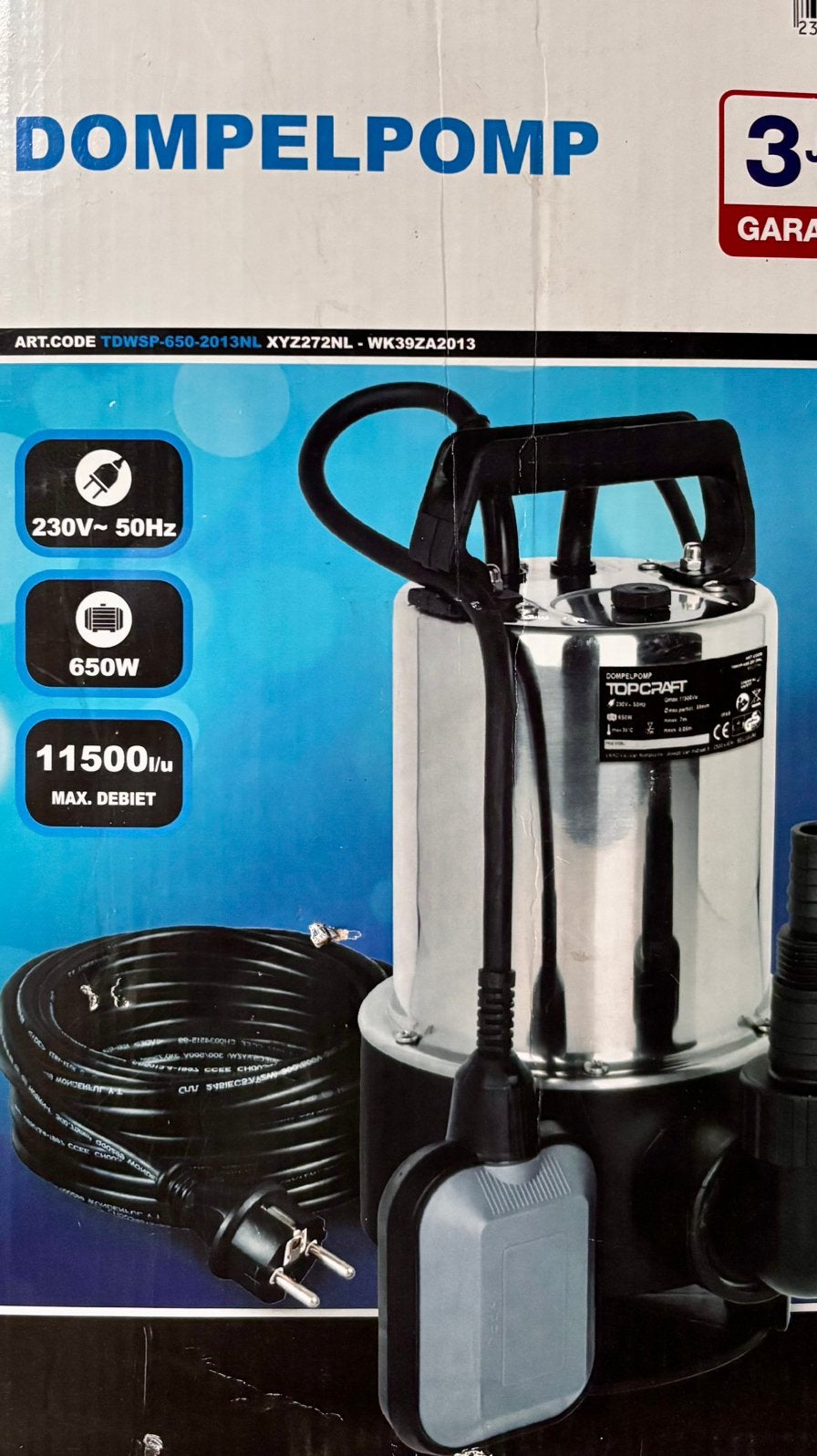Dompelpomp 11500 L/min, Ophalen of Verzenden, Zo goed als nieuw, Dompelpomp